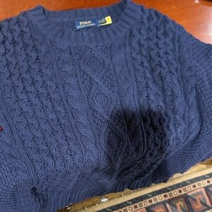 Polo by Ralph Lauren Men's Dark Blue Cable-Knit Sweater